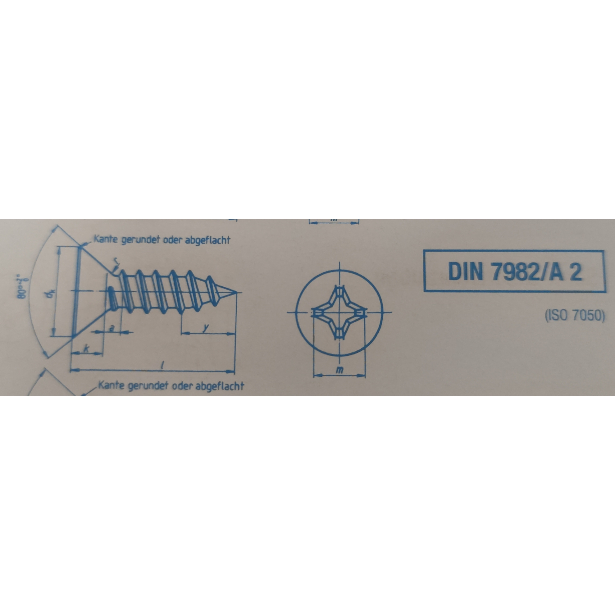 V2A Blechschrauben DIN 7982 4,8 x 38